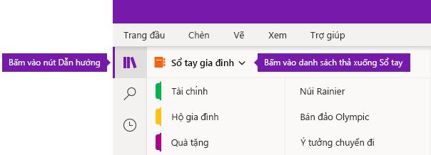 Bung rộng danh sách Sổ tay trong OneNote cho Windows 10