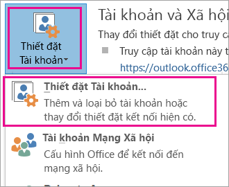 Để loại bỏ tài khoản Gmail của bạn, hãy chọn Tệp, Thiết đặt Tài khoản, Thiết đặt Tài khoản.