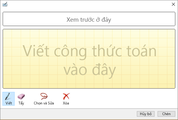 Hiển thị ngăn phương trình viết tay trong Word