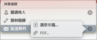 PPT for Mac 中的“共享电子邮件”选项