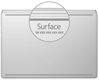 Surface Book 上的序列号位置