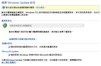 Windows 8 控制台中的 Windows Update 設定