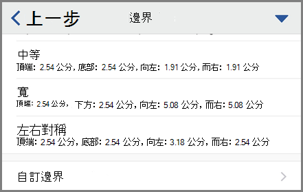 顯示 [邊界] 選項