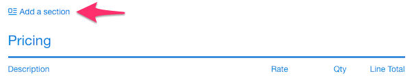 Add a section link above Pricing section of Proposal.