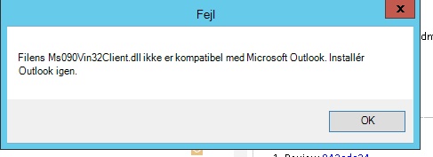 Fejl, der får Outlook til at gå ned