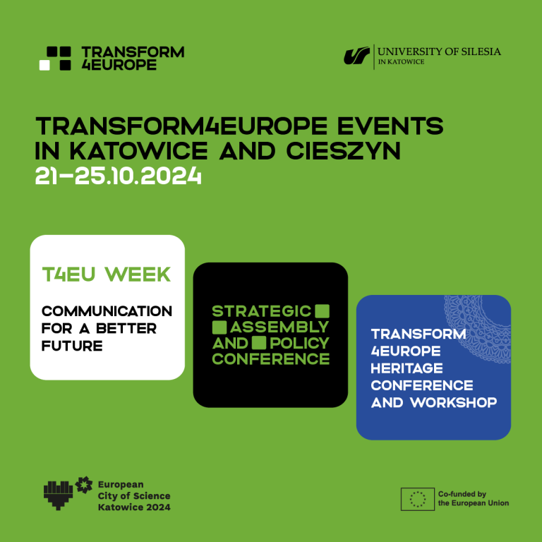 The list of the T4EU Events in Katowice 2024 on green graphic