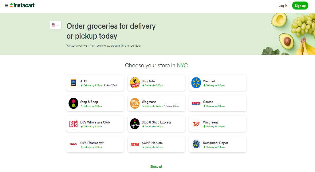 Instacart Homepage