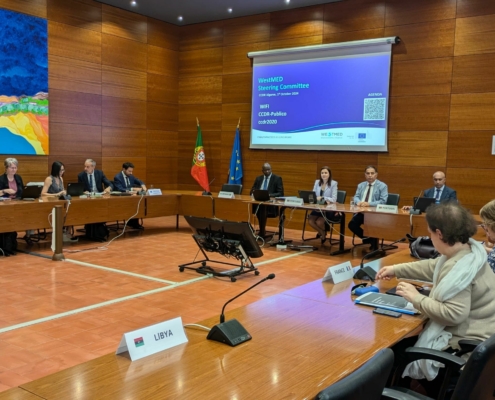 WestMED Steering Committee members sitting around a larfge conference table in Portugal, October 1, 2024