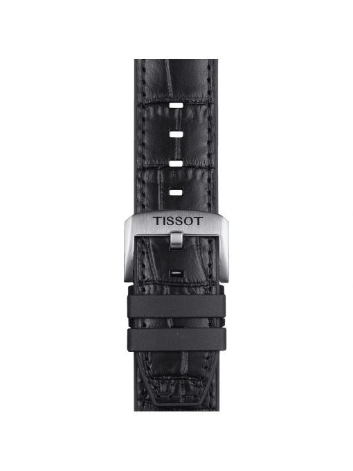 Tissot czarny pasek wykonany ze skóry z elementami z gumy 22 mm