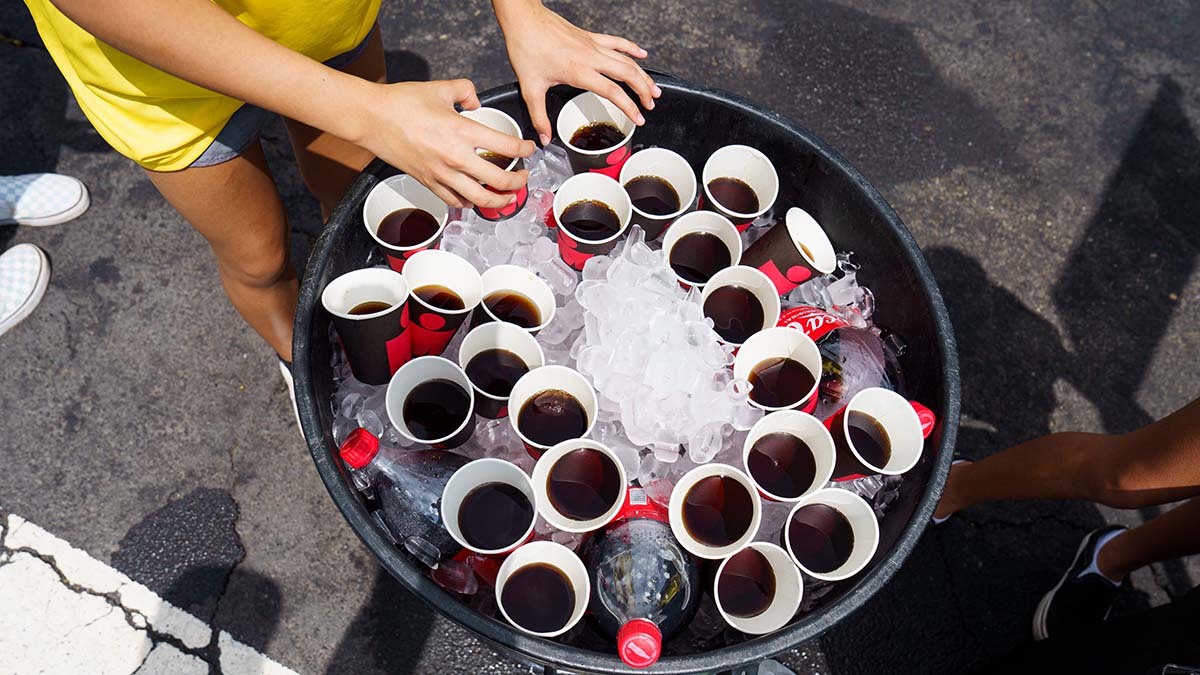 A Tub Full Of Soda Sits On Ice At The World Championships In Kona Hawaii 2022