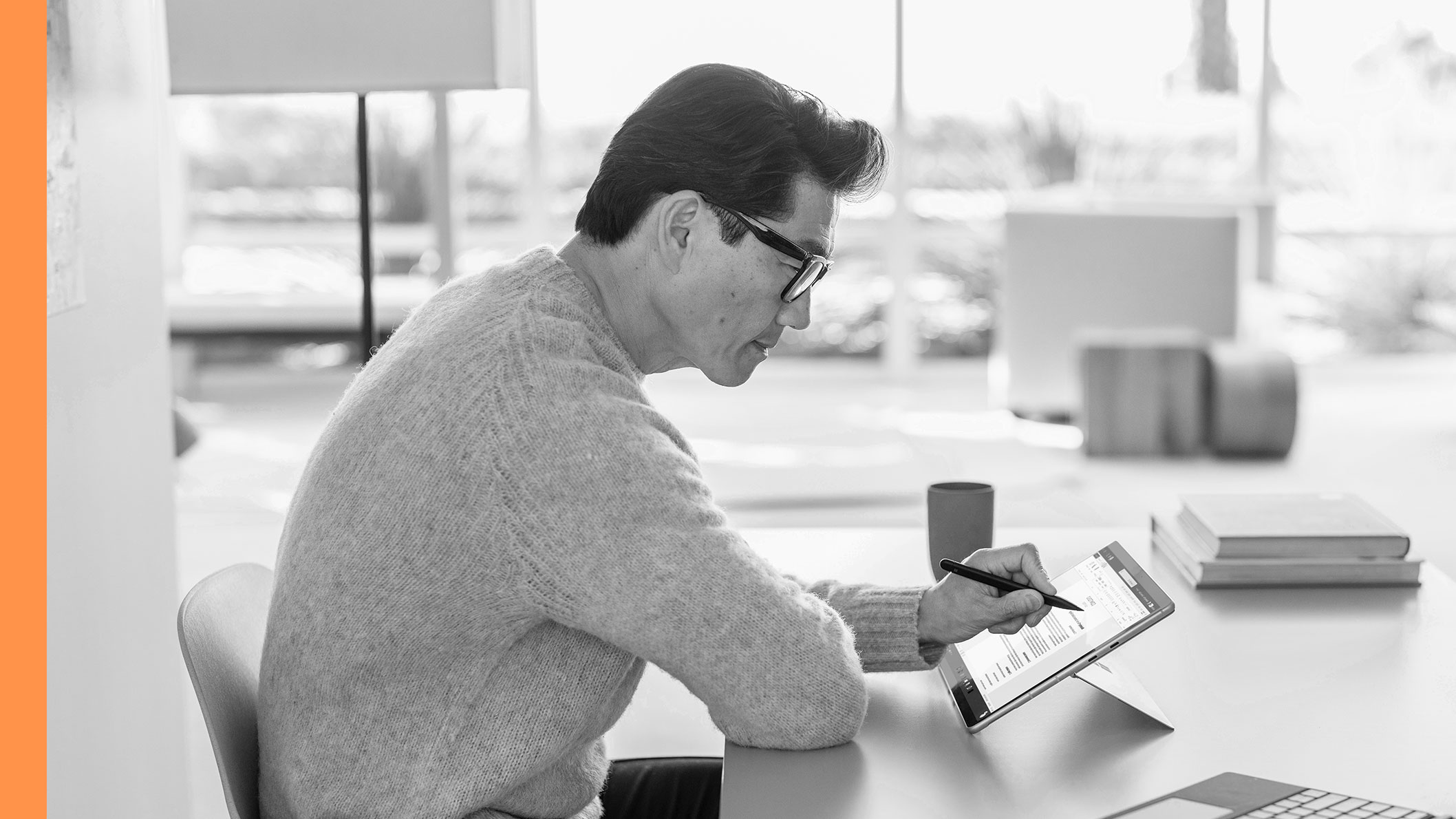 A man working on his tablet