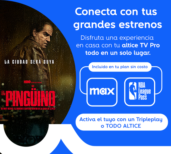 Disfruta una experiencia en casa con tu altice TV Pro todo en un solo lugar.