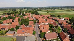 Schlüsselburg aus der Vogelperspektive.