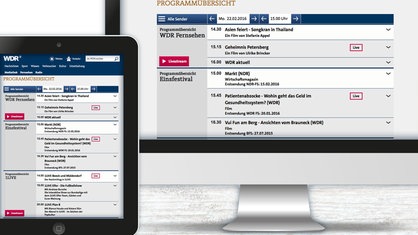 Screenshot: Neue WDR Internetseite Programmvorschau