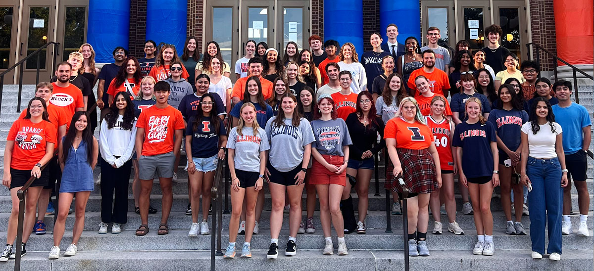 I-Stars posing on the steps of Foellinger Auditorium