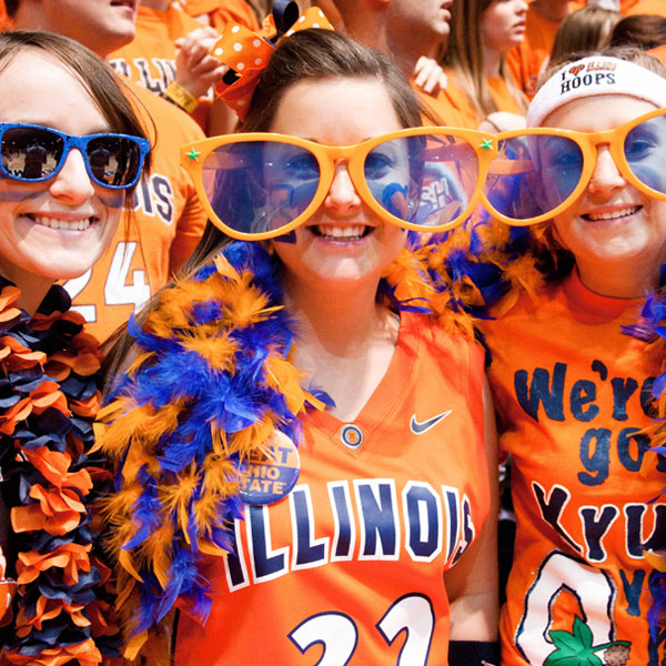 Orange Krush cheering at a basketball game