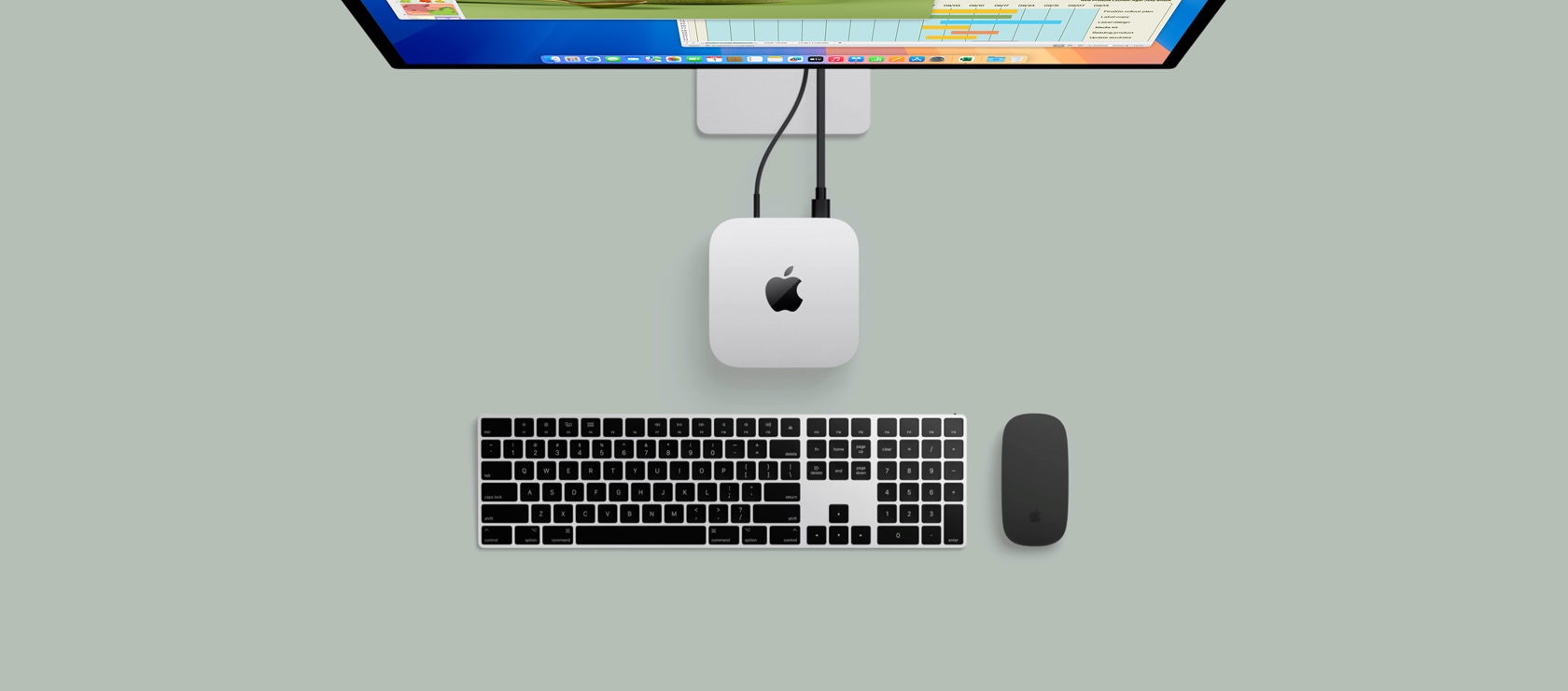 Mac mini със Studio Display, Magic Keyboard, Magic Mouse