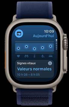 App Signes vitaux qui affiche les indicateurs de santé d’une personne.