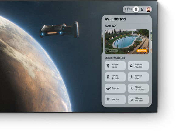 Interfaz del Centro de Control de un Apple TV 4K en un televisor de pantalla plana