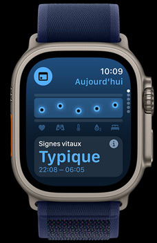 L’app Signes vitaux affiche les données de santé d’une personne.