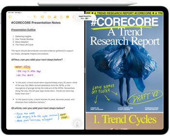 Notes app shown on an iPad with Apple Pencil