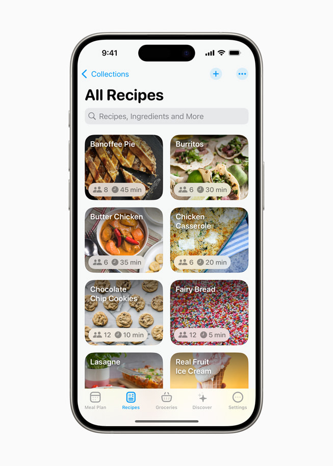  Recipes-siden i Crouton-appen vist på en iPhone 15 Pro. 