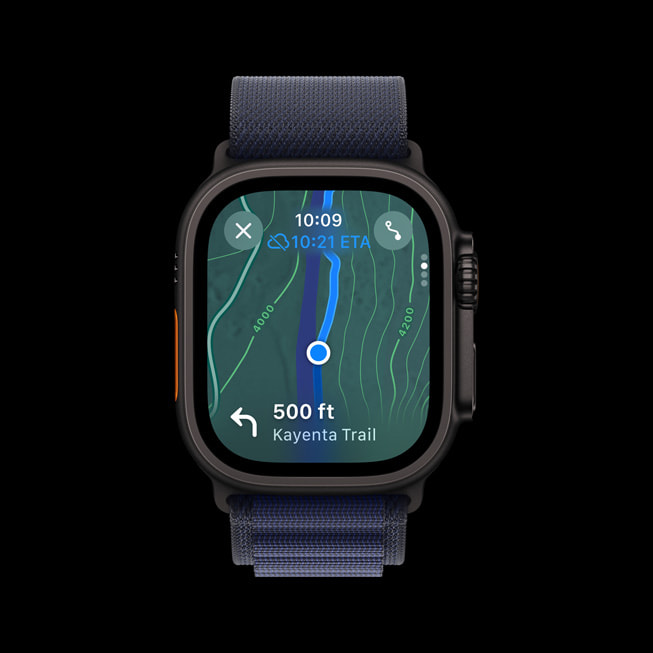 A custom route for a hike displayed on Apple Watch Ultra 2.