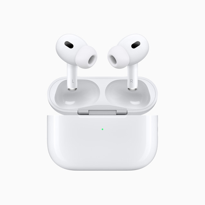 AirPods Pro 2 hovering above their case.