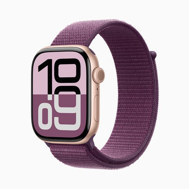 由鋁金屬打造的玫瑰金 Apple Watch Series 10。