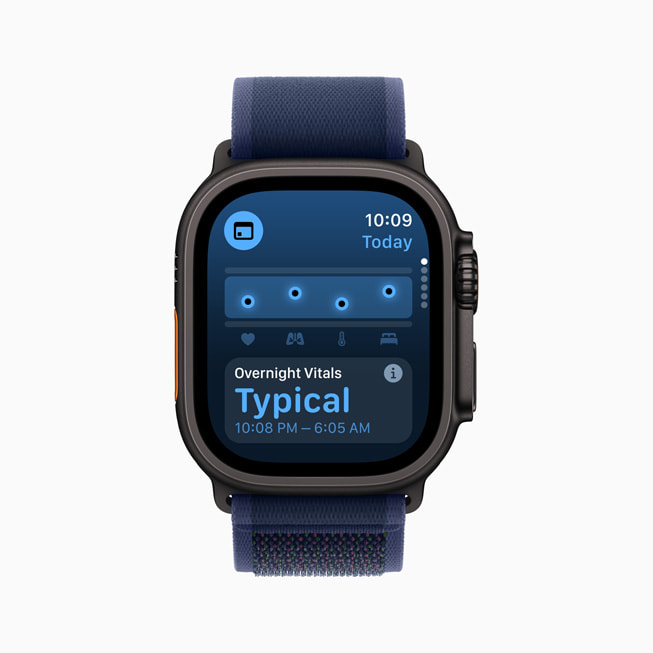 The new Vitals app is shown on Apple Watch Ultra 2.