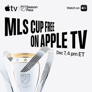 MLS 盃決賽藝術創作顯示在 Apple TV 上。