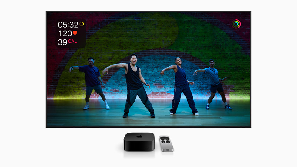 Alex Wong’s exclusive Apple Fitness+ workout takeover is shown on Apple TV.