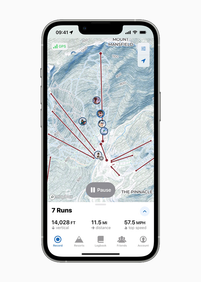 L’app Slopes exécutée sur un iPhone 13 Pro argent.