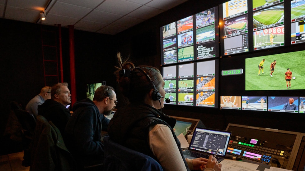 From left to right: MLS Season Pass coordinating producer Peter Young, show producer Jeff Heyman, and director Courtney Stockmal.