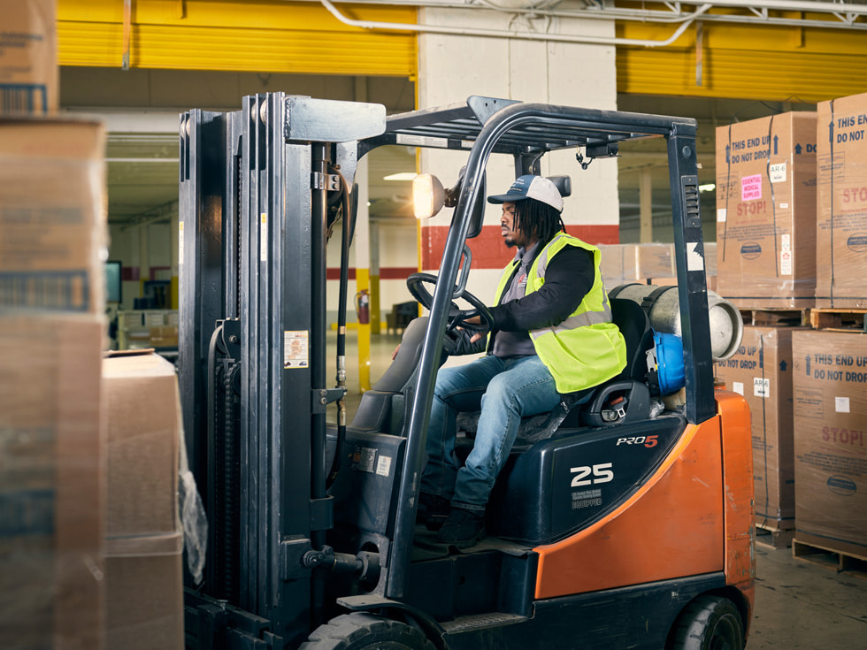 Forklift operator inside Rickman Enterprise Group.