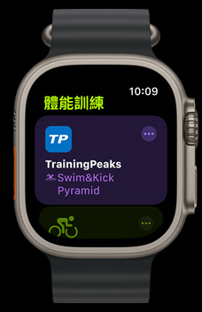 Apple Watch Ultra 2 顯示 TrainingPeaks app 的畫面。