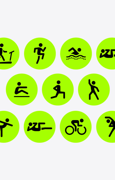 Icons representing the various workouts available on the Workout app.