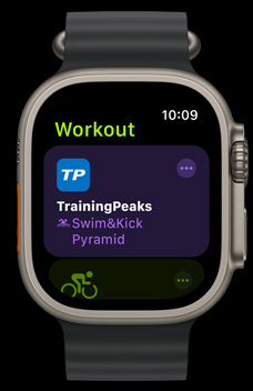 Appen TrainingPeaks visas på Apple Watch Ultra 2.