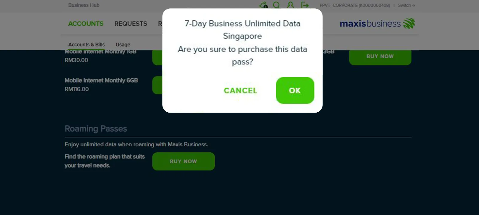 Select the country and choose the desired roaming pass to confirm your purchase Step 3