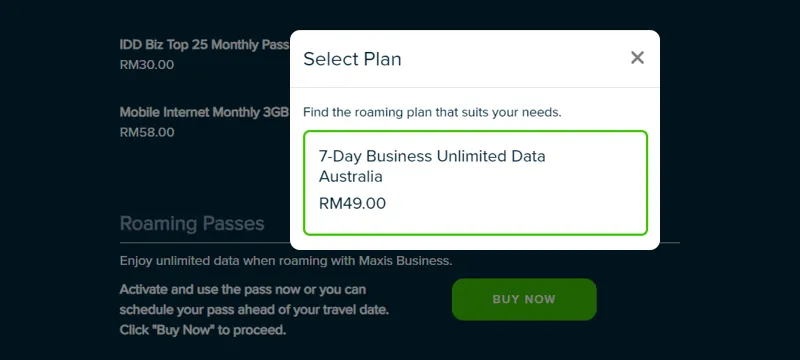 Step 1: Tap on “Buy Now” and select your desired pass to schedule in Service Management.