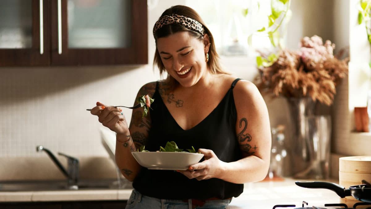 young woman eating healthy