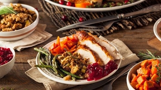 Colorful holiday plate on a table