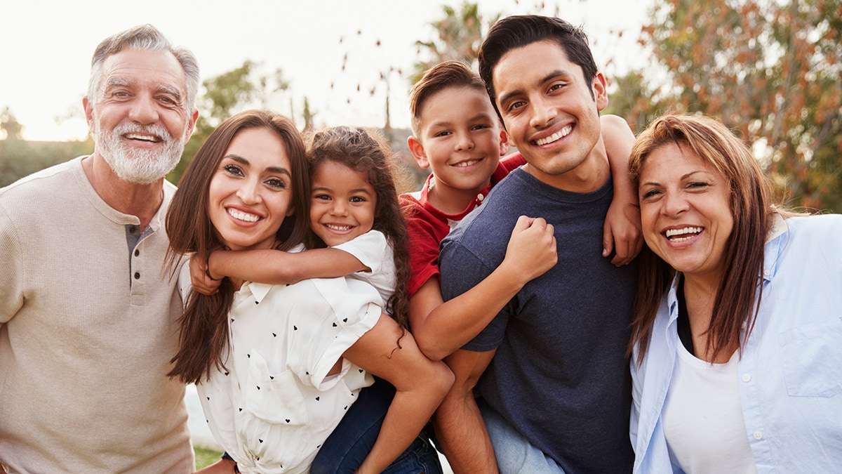 Happy multi-generational family