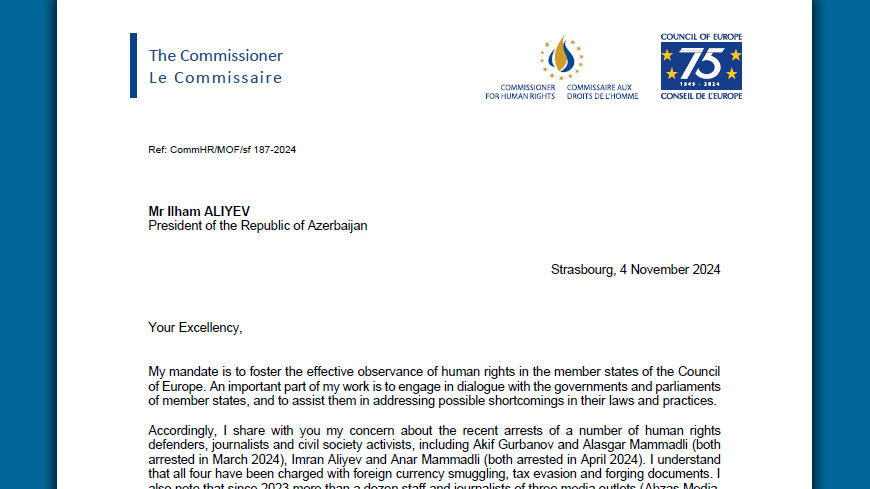 Azerbaijan: Commissioner asks for release of human rights defenders, journalists and civil society activists