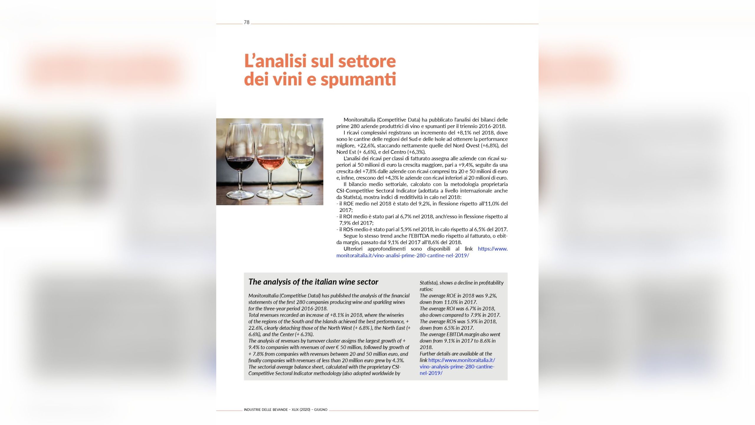 L’analisi del settore dei vini di Competitive Data sulla rivista Industrie delle Bevande