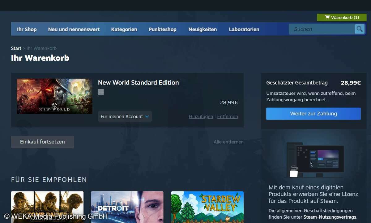 Steam informiert Nutzer über Lizenzkäufe statt Eigentum. 