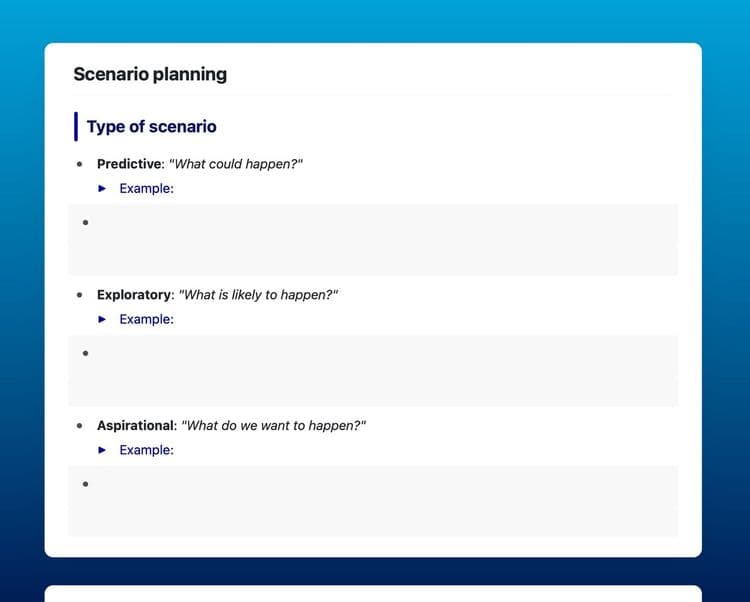 Scenario planning template in Craft.