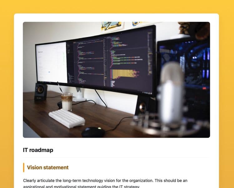 IT roadmap template in craft