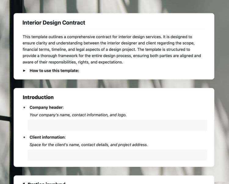 Craft Free Template: Interior design contract in craft