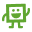 Green square-shaped character waving on white background 